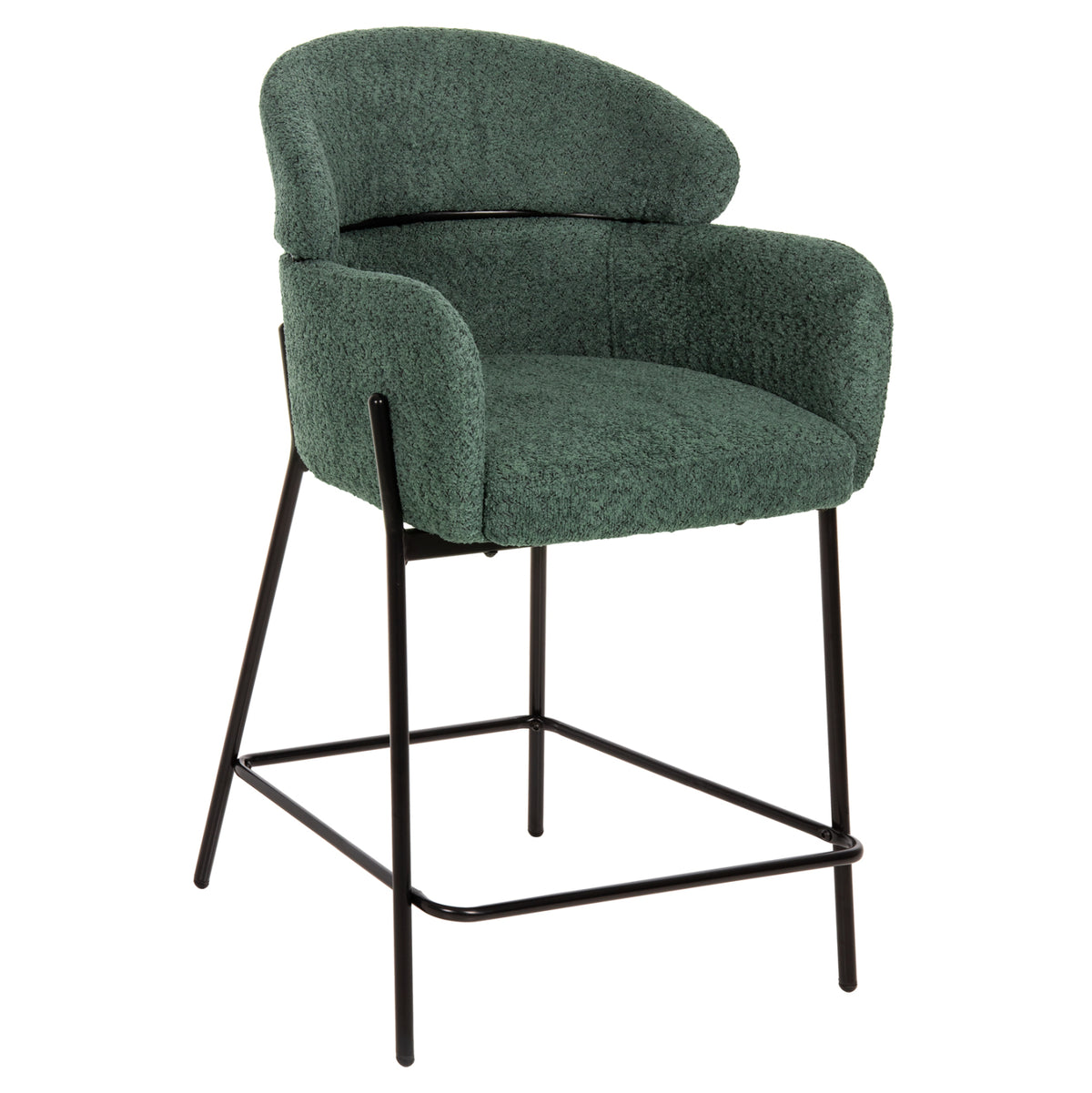 Scaun de bar Wolf, nuanta verde petrol/negru, 56x56x96 cm