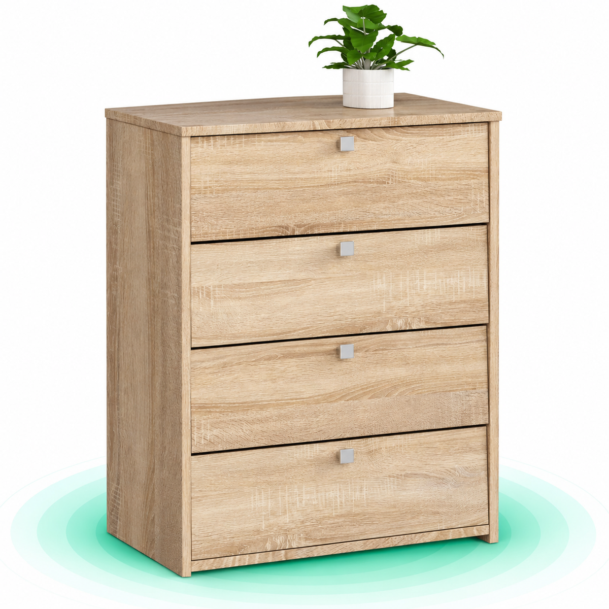 Dulap pantofi cu 4 usi rabatabile, PAL laminat, 60x33x80 cm, stejar sonoma