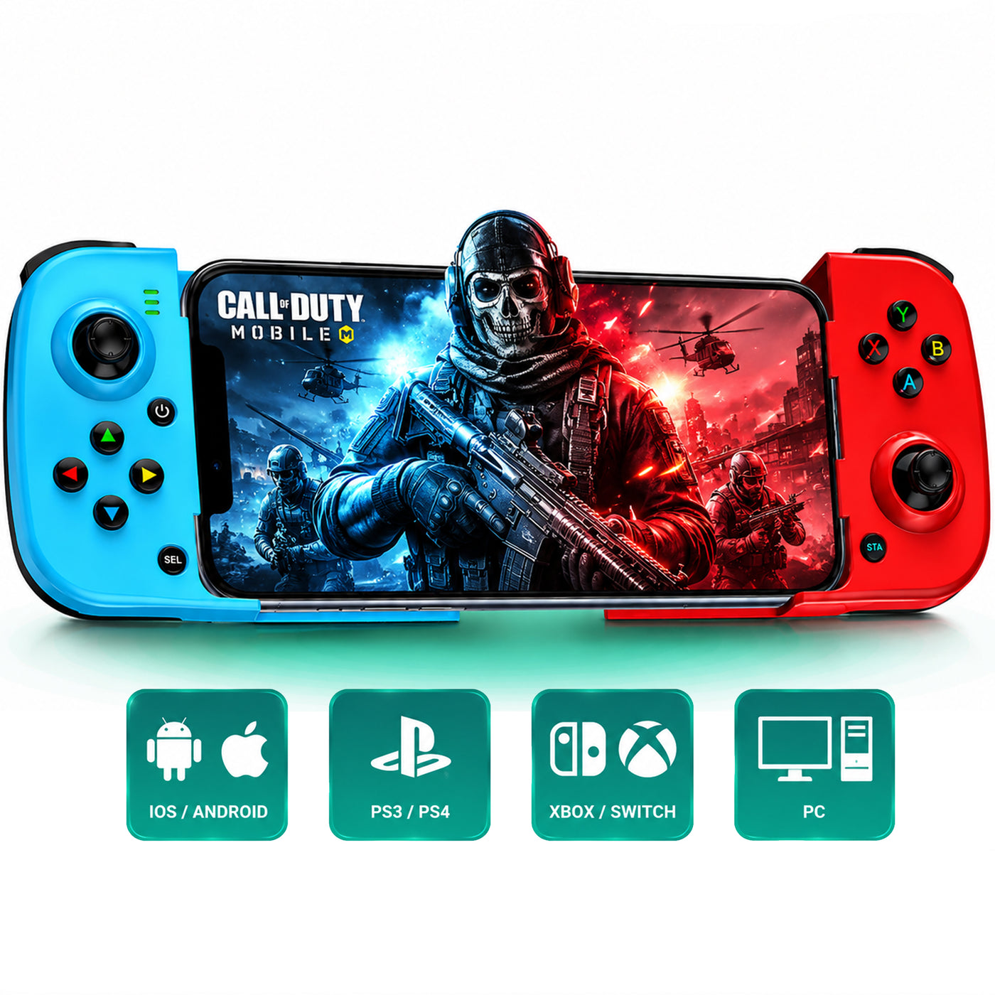GamePad Controller Gaming pentru telefon Android, iOS, Nintendo Switch, Rosu