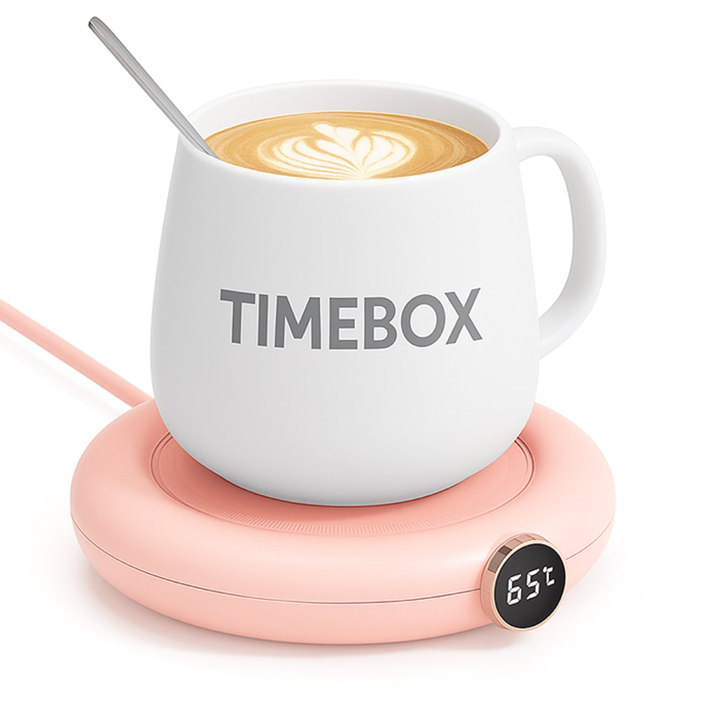 Incalzitor inteligent pentru cana Timebox, cu USB, pana la 75°C, 3 trepte, Roz - Imagine 1