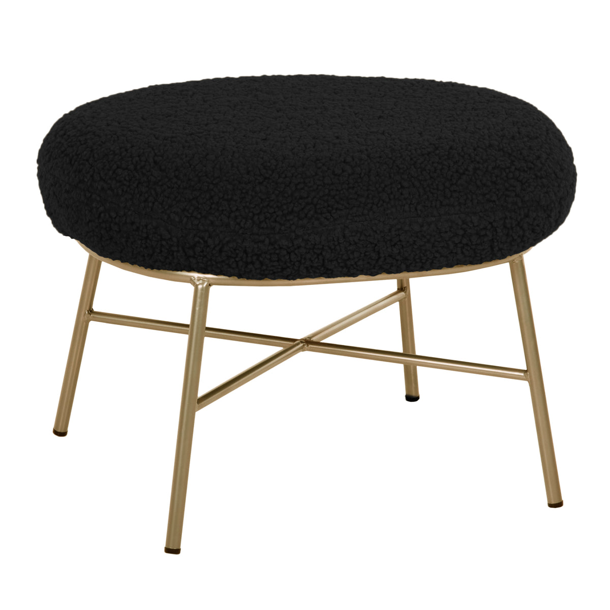 Taburet picioare Trudi, tesatura boucle, nuanta negru/auriu, 56x47x40 cm