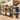 Masa de intrare, cadru metalic cu 3 polite din MDF, 35x102x80cm, maro rustic si negru