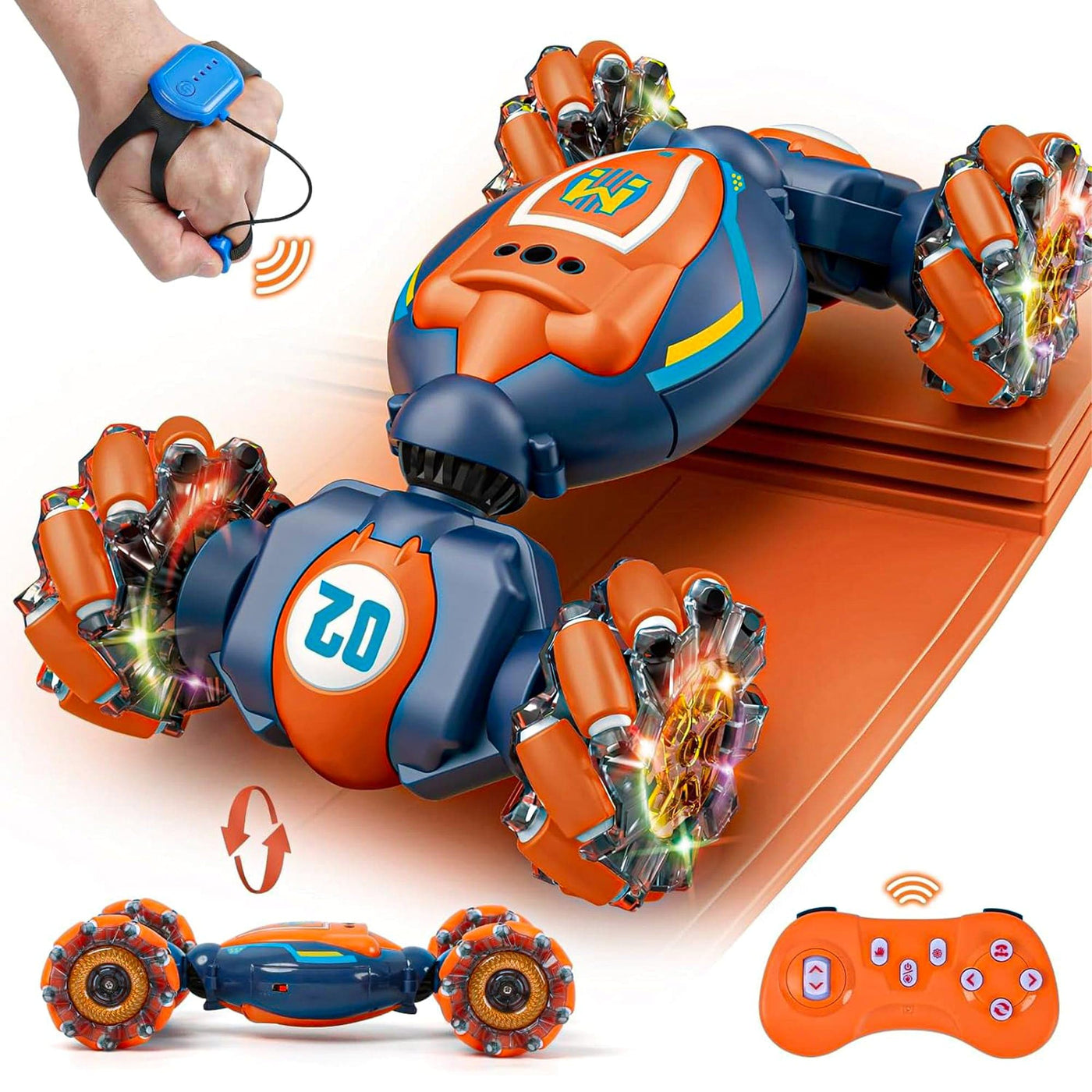 Masina cu Telecomanda RC Stunt Acrobatii Timebox, 4WD, Rotire 360°, Albastru - Imagine 1