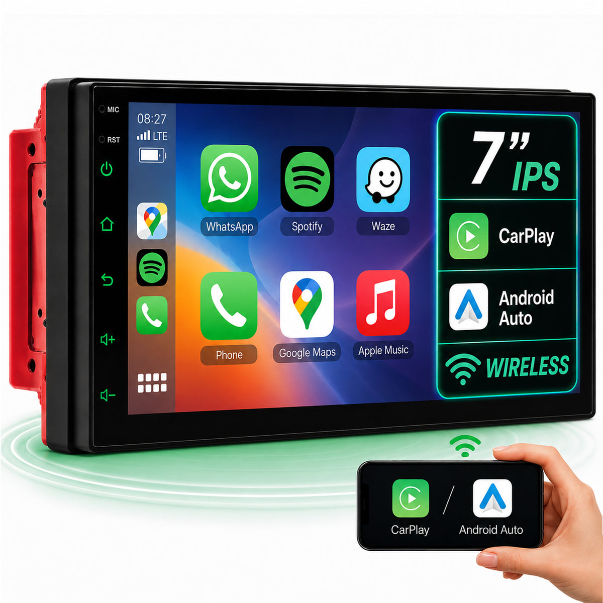 Navigatie Auto Timebox, Apple CarPlay, Android Auto, 2G+32G, Wireless, 2 x USB