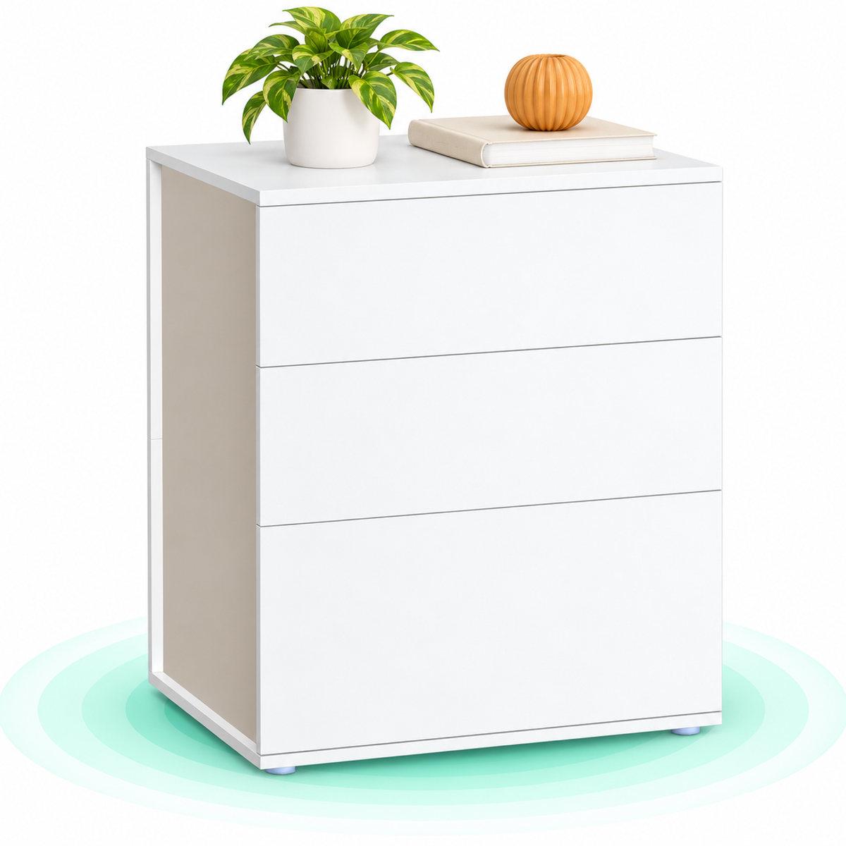 Noptiera cu 3 sertare, constructie robusta cu design modern minimalist, 45x35x59 cm, alb mat