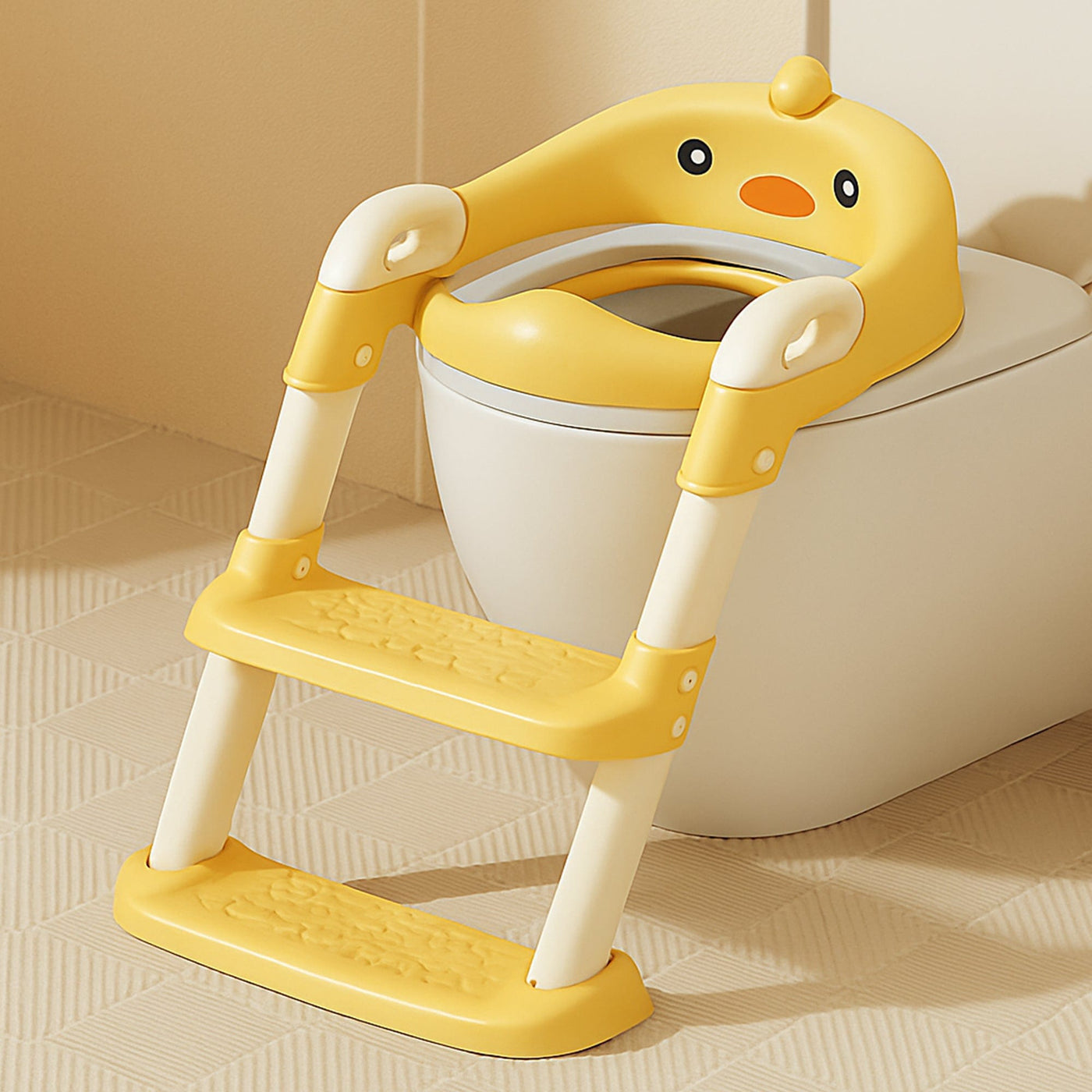 Reductor WC cu Treapta pentru Copii, Pliabil, Galben - Imagine 1
