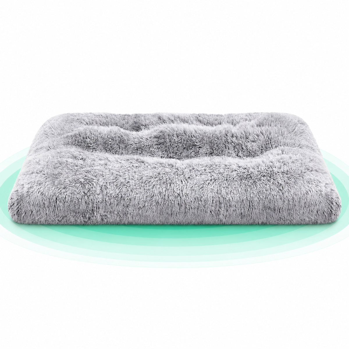 Saltea pufoasa pentru caini, antiderapanta, lavabila, 110x73x10 cm, gri deschis