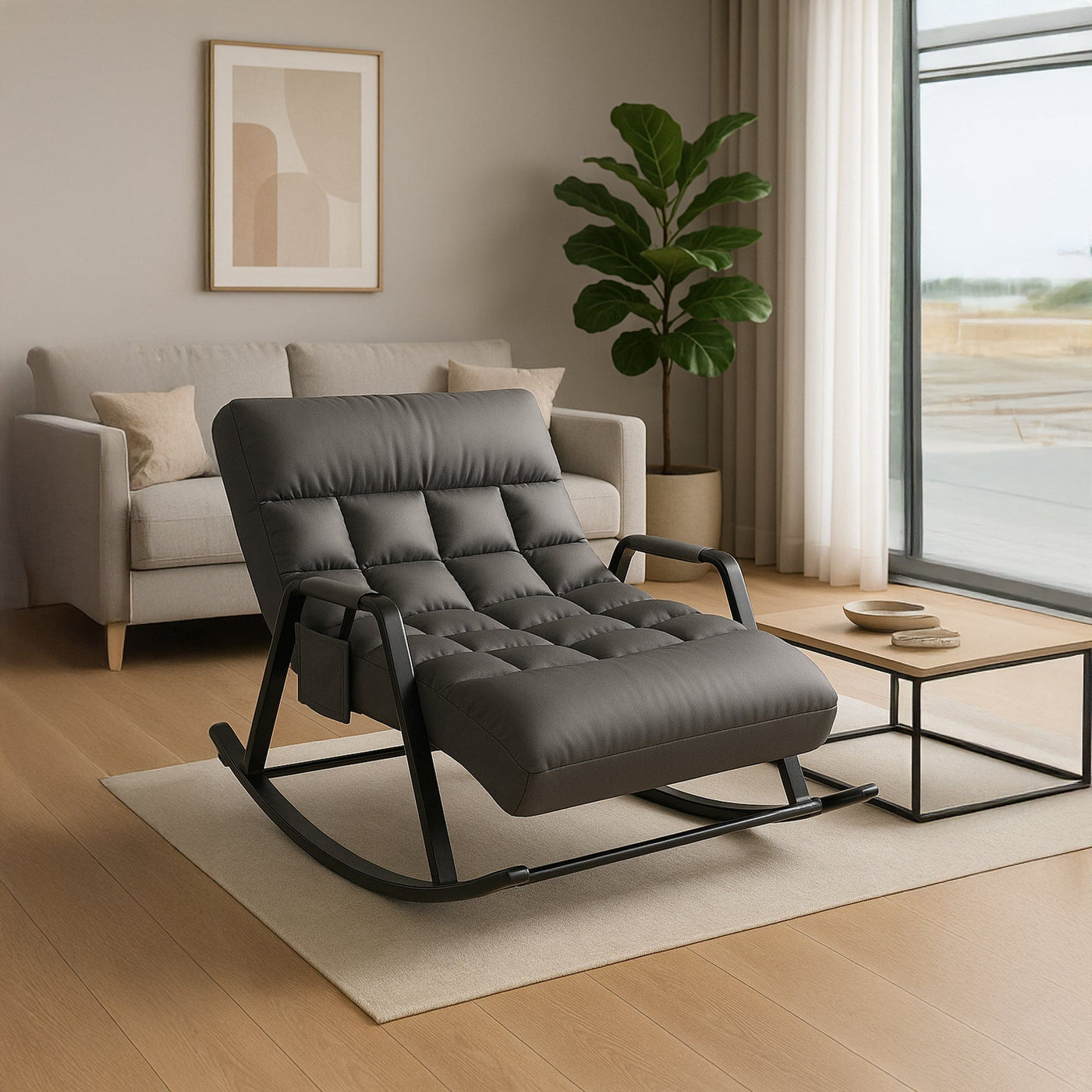 Scaun Balansoar Reglabil Timebox, Buzunar Lateral, Gri - Imagine 1