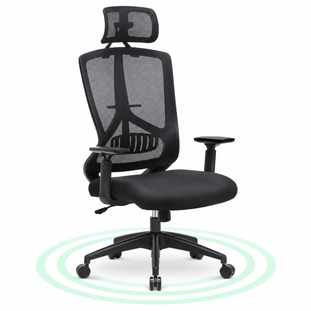 Scaun de birou ergonomic cu tetiera si suport lombar, reglabil, mecanism balans, maxim 120 kg, 70x70x133 cm, negru