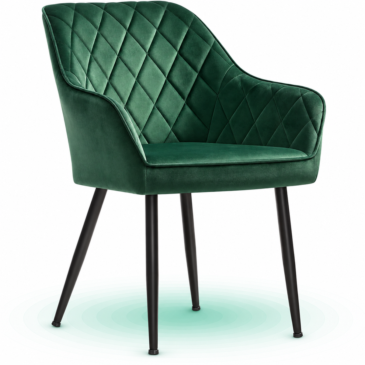 Scaun living tapitat din catifea cu cotiere, sarcina 110 kg, 63x60x85 cm, verde