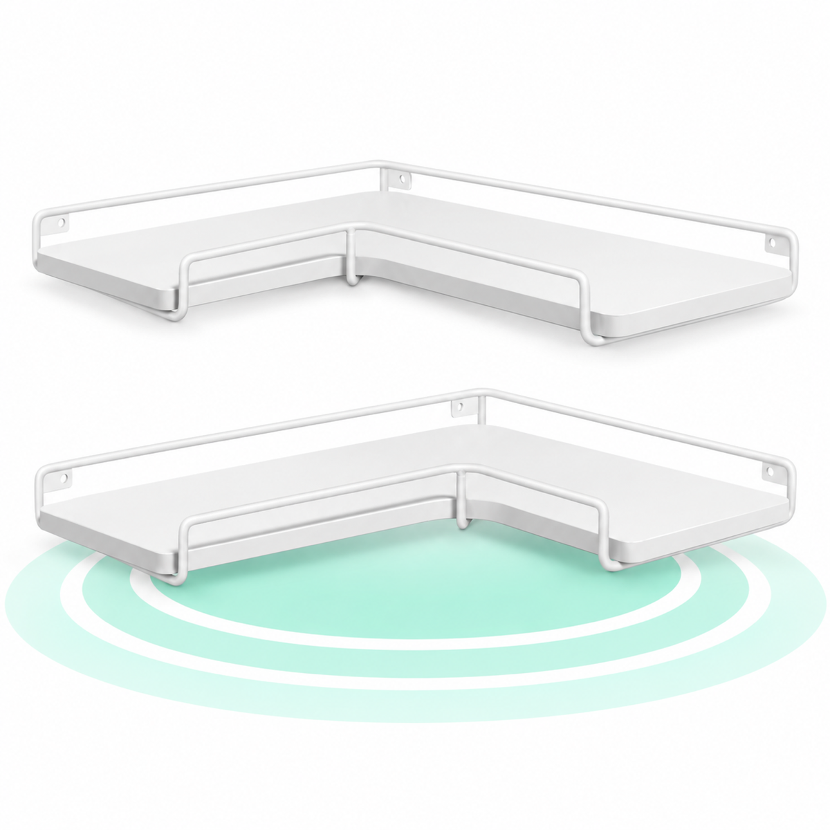 Set de 2 rafturi plutitoare de colt in forma de L, stil industrial, 40x29x14cm, alb