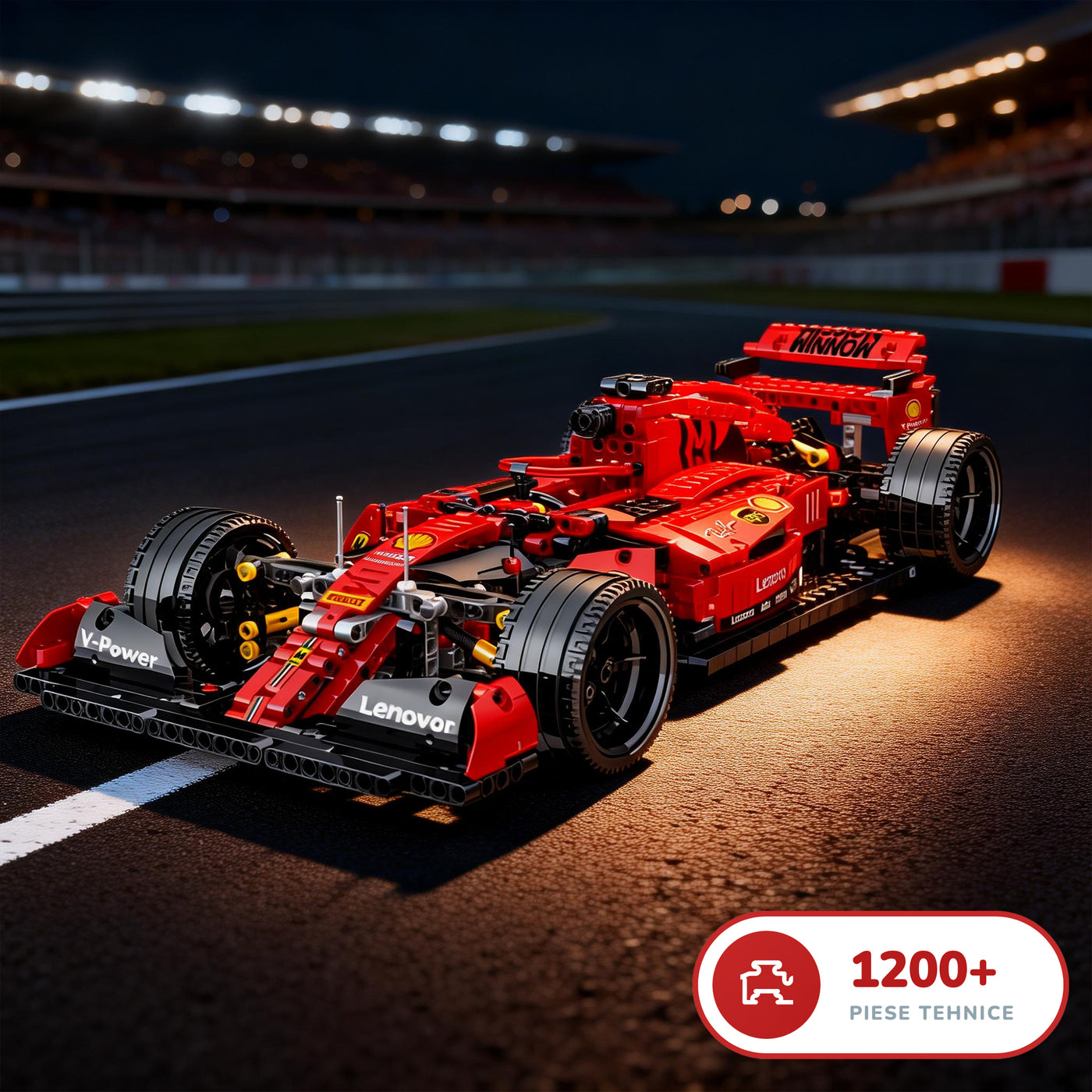 Set Constructii F1 Tehnic Timebox, +1200 piese, Rosu