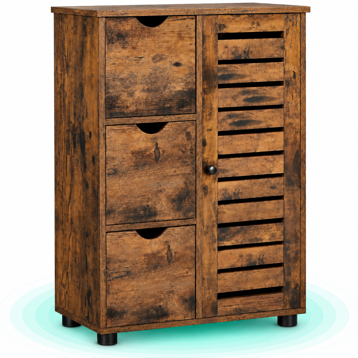 SONGMICS Comoda cu 3 sertare si dulap, 60x30x80cm, maro rustic