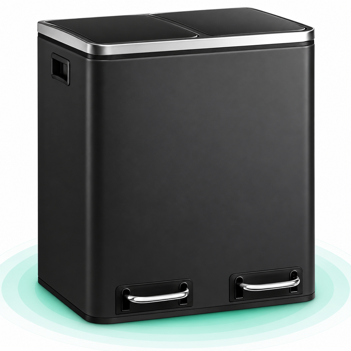 SONGMICS Cos de gunoi din inox cu 2 compartimente colectare selectiva, cu galeti interioare, 2x15litri, negru