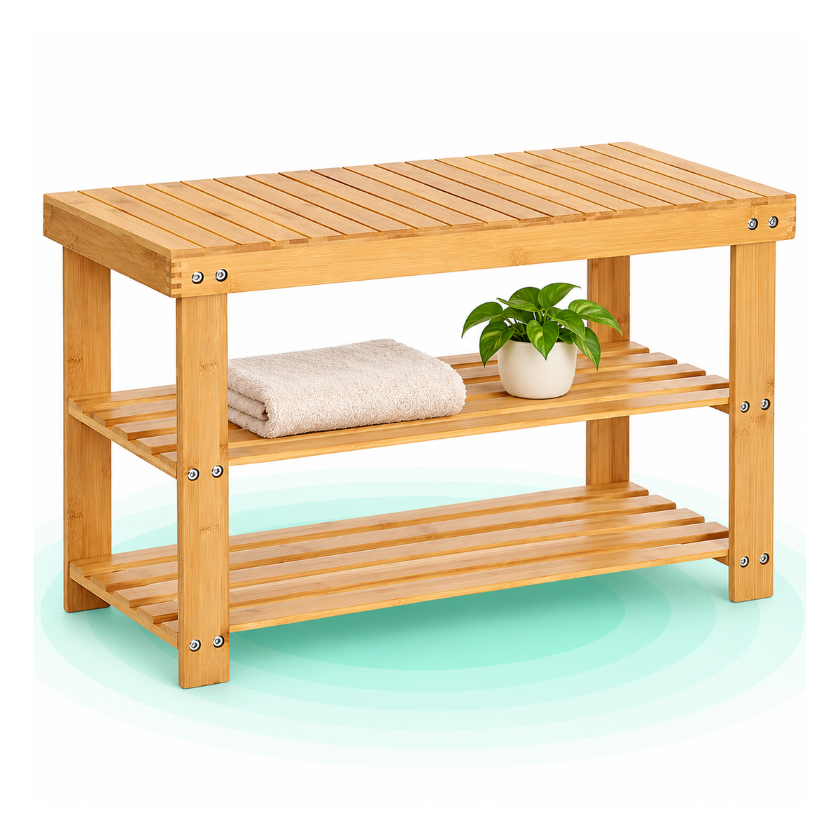 SONGMICS Raft de depozitare din bambus, cu 3 niveluri, 28x70x45cm, maro