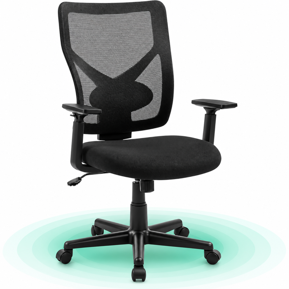 SONGMICS Scaun de birou ergonomic mesh, reglabil complet, brate si suport lombar ajustabile, 68x67x113 cm, negru