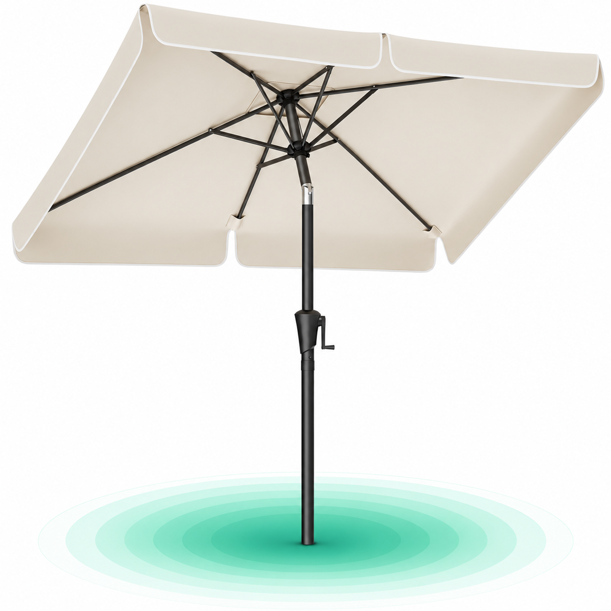 SONGMICS Umbrela de gradina cu manivela, 200×150 cm, UPF 50+, inclinare 30°, structura metalica, bej