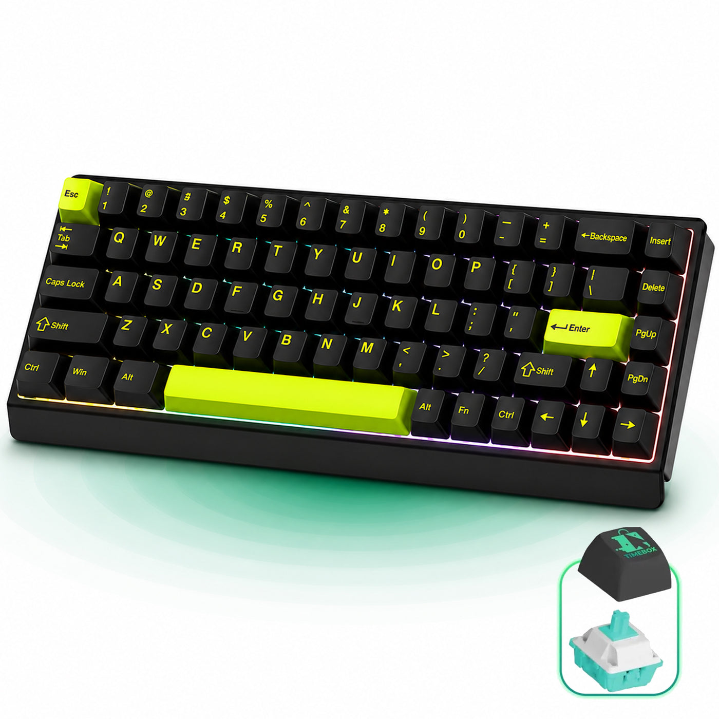 Tastatura gaming Timebox, 68 taste, Switch-uri magnetice Hall-Effect, Negru