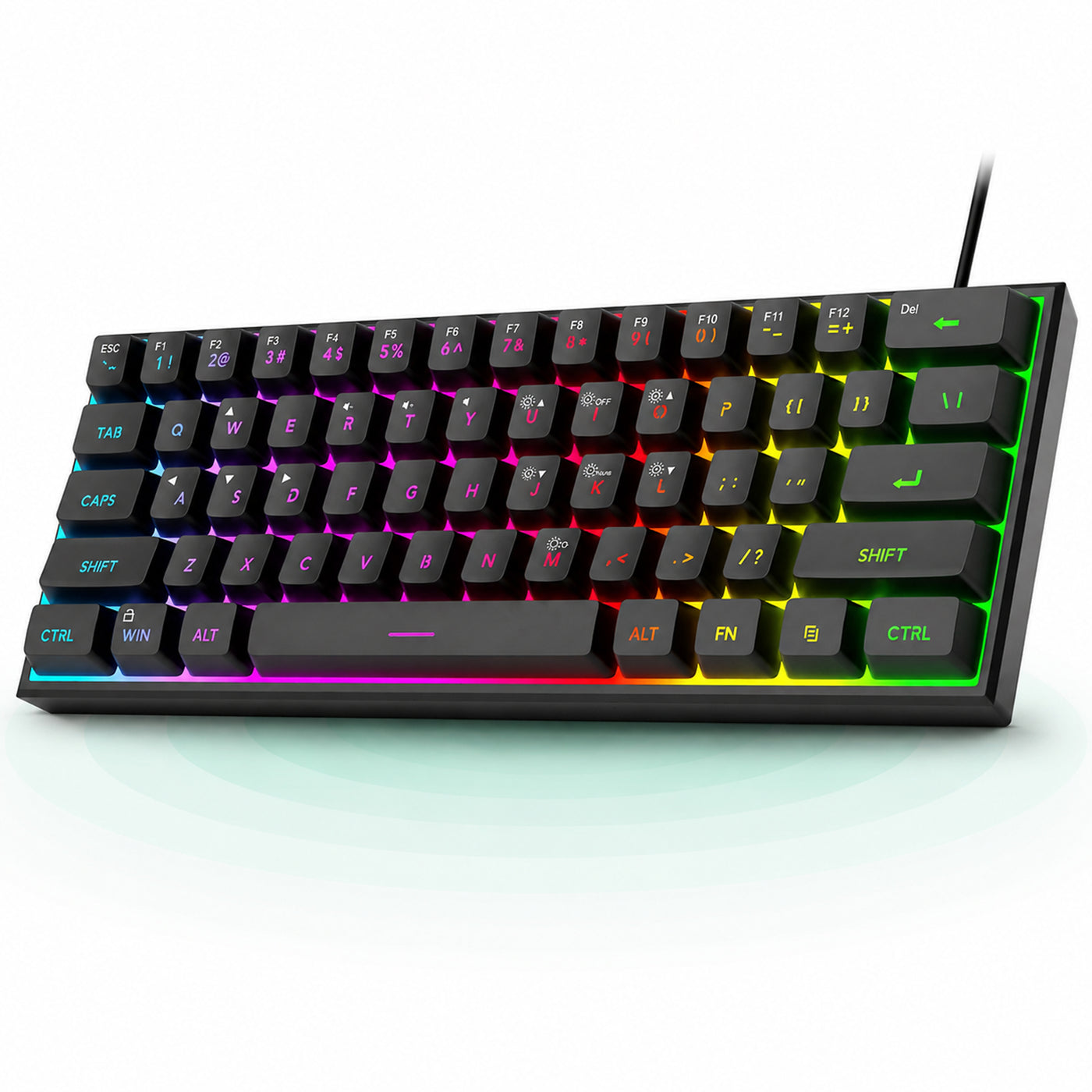 Tastatura Gaming 60% RGB TS91 Timebox, Compacta PC Laptop, Waterproof, Negru
