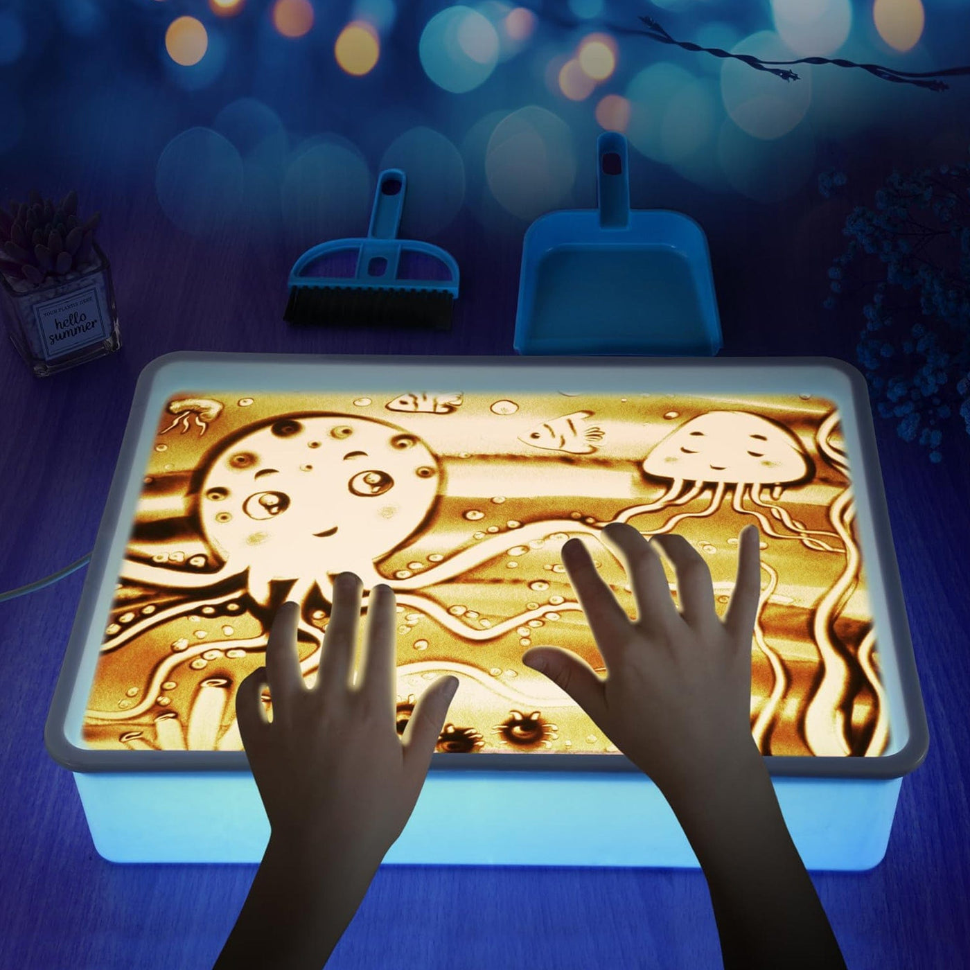 Tavita cu Nisip Iluminata Timebox, Joc Interactiv pentru Copii, Albastru - Imagine 1