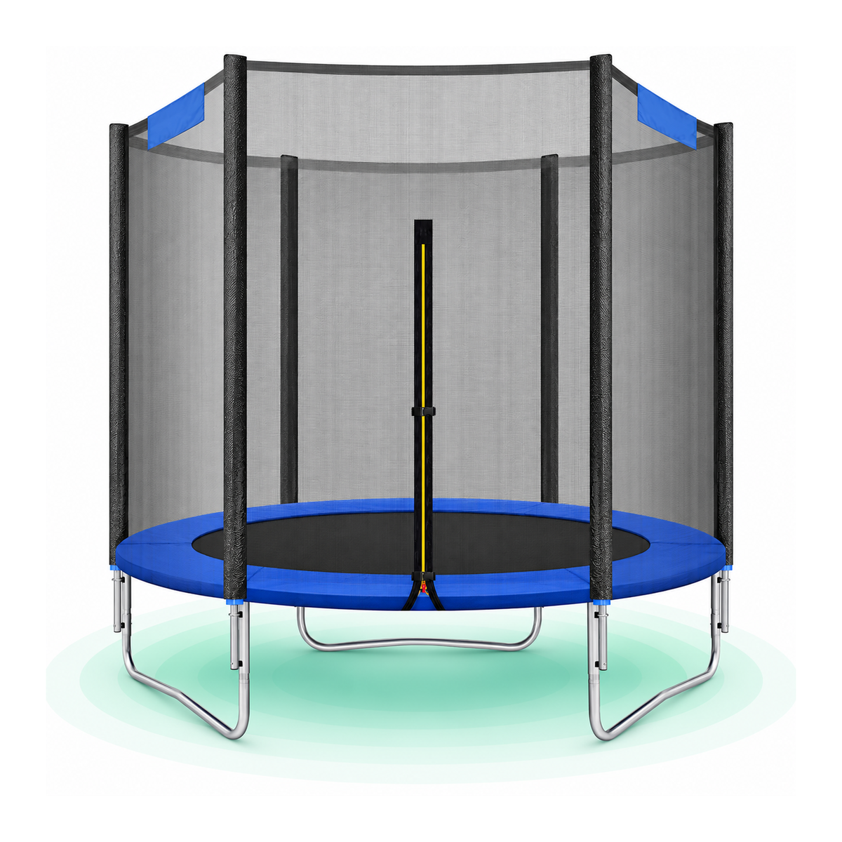 Trambulina copii cu plasa de protectie, 36 arcuri, capacitate 100 kg, 183x230 cm, negru/albastru