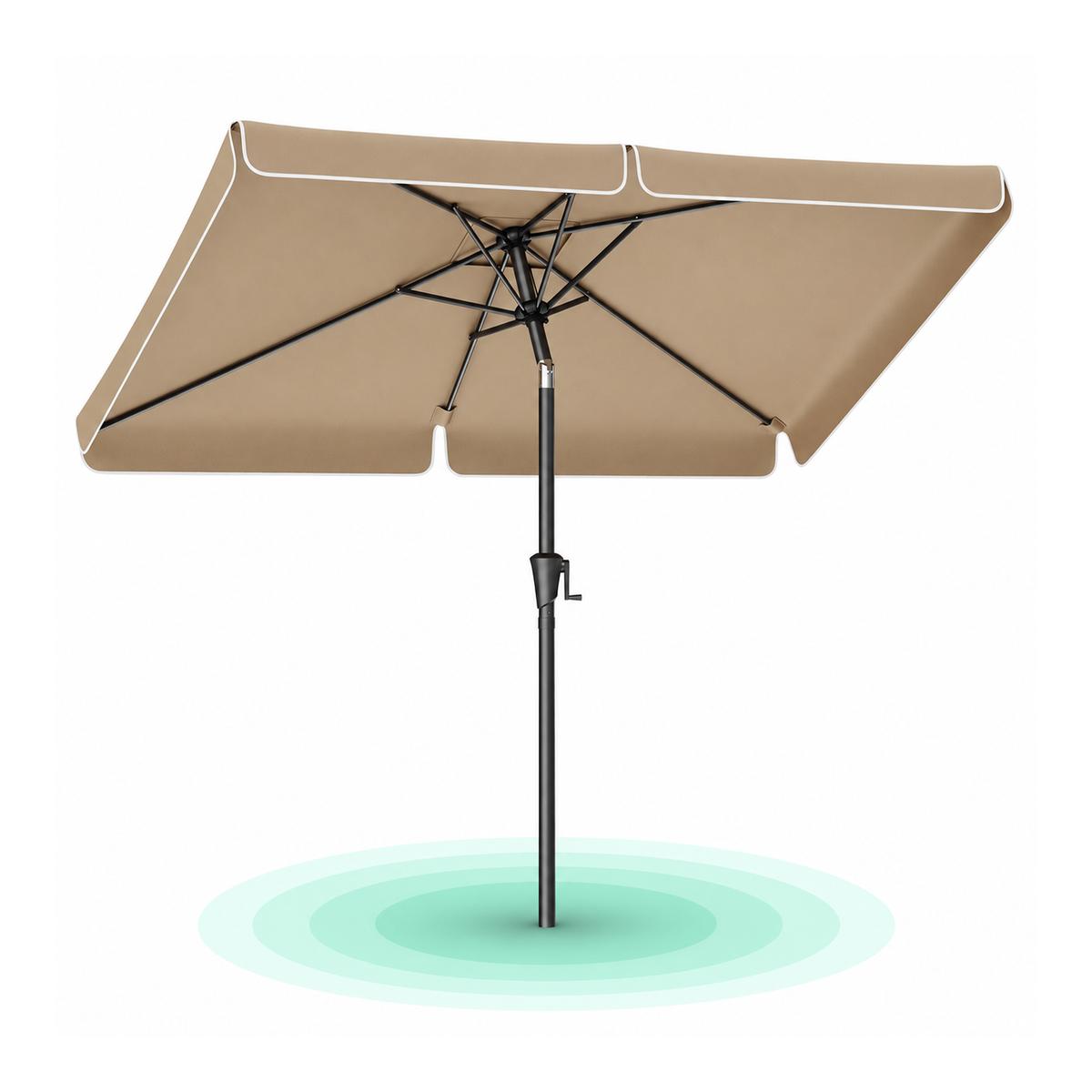 Umbrela de gradina cu manivela, UPF 50+, inclinare 30°, structura metalica, 300×200 cm, maro taupe