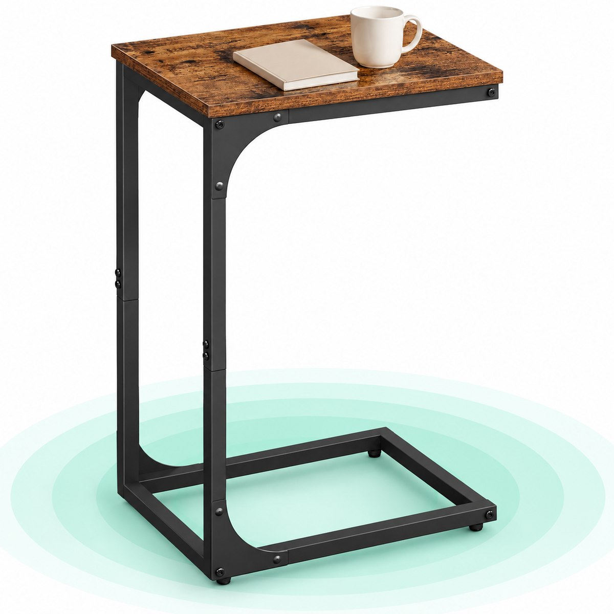 VASAGLE Masuta laterala C-shape pentru canapea sau pat, blat din PAL, cadru metalic, stil industrial, 40x30x62 cm, maro