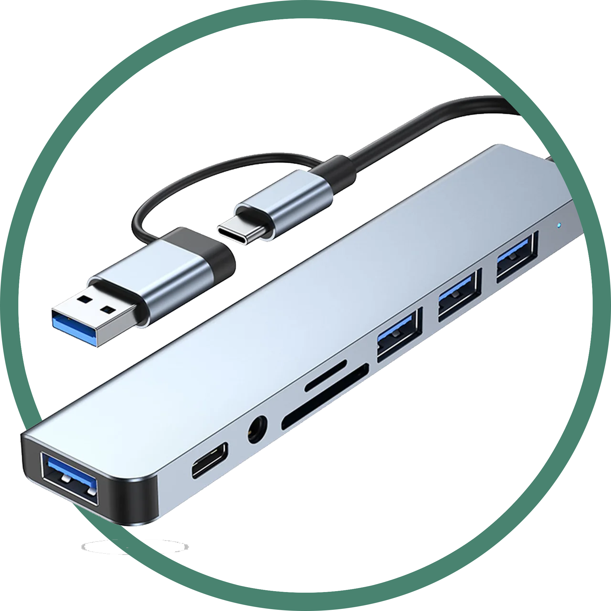 Hub USB-C 3-8 în 1, HDMI, Card Reader, Type-C | Timebox