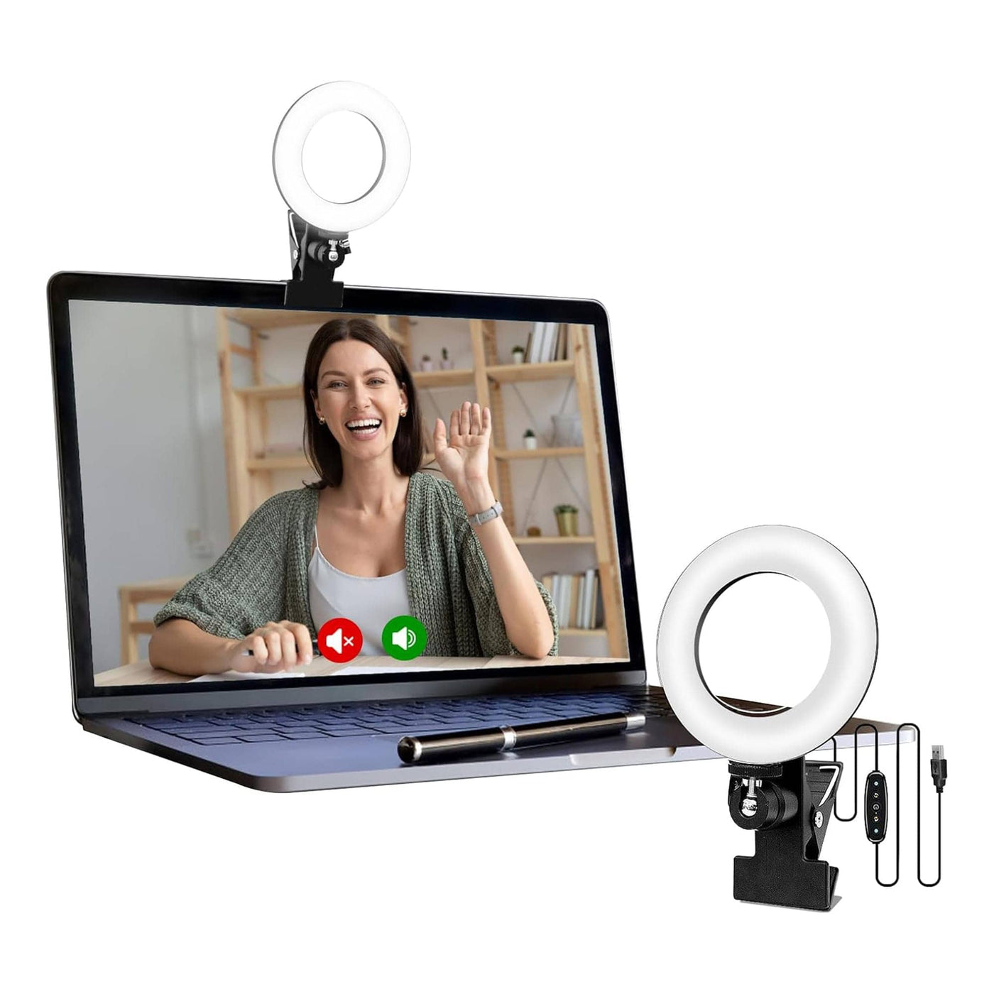 Lampa LED Ring Light pentru Videoconferinte Timebox - Imagine 1