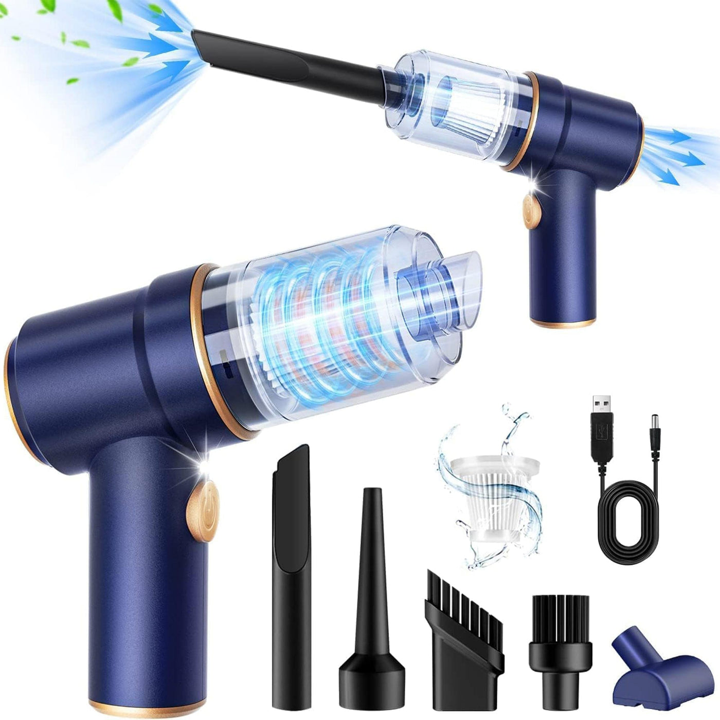Aspirator Auto Portabil Timebox, 2 in 1 cu Functie de Suflanta, 9000PA, 120W - Imagine 1