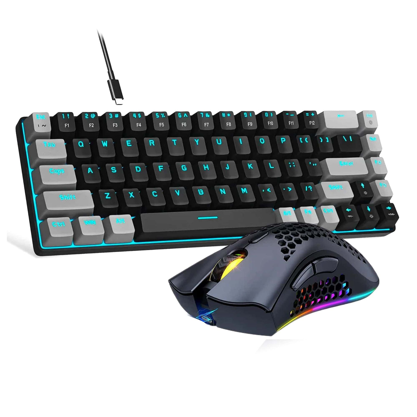 Pachet Gaming Timebox, Red Switch, 60%, Wireless, 68 Taste PBT, Negru - Imagine 1