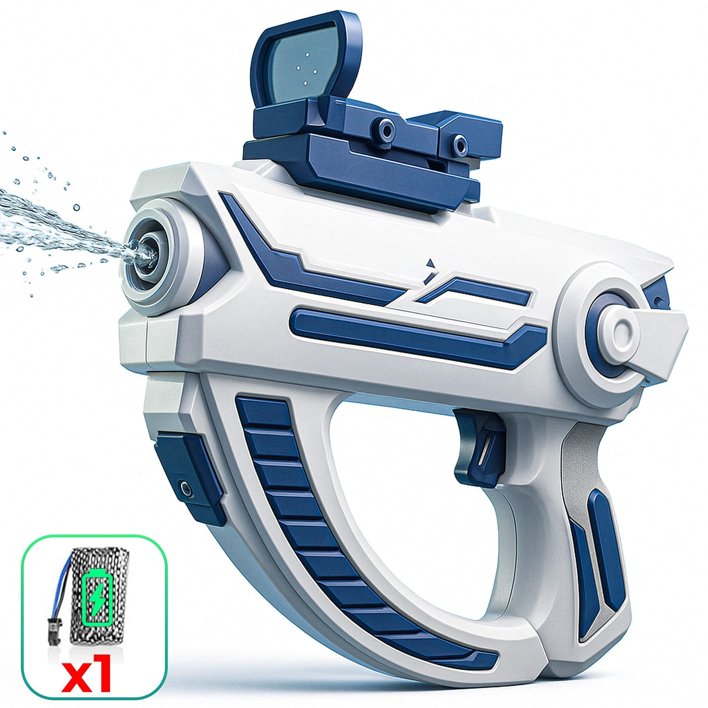Pistol cu Apa Electric Timebox, Vizor Tactic, Usor de Folosit, Waterproof, Alb - Imagine 1