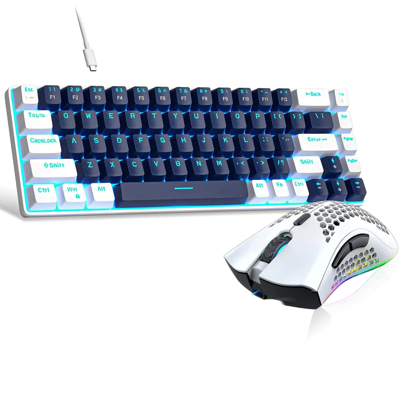 Pachet Gaming Timebox, Blue Switch, 60%, Wireless, ultrausor 95g, Albastru - Imagine 1