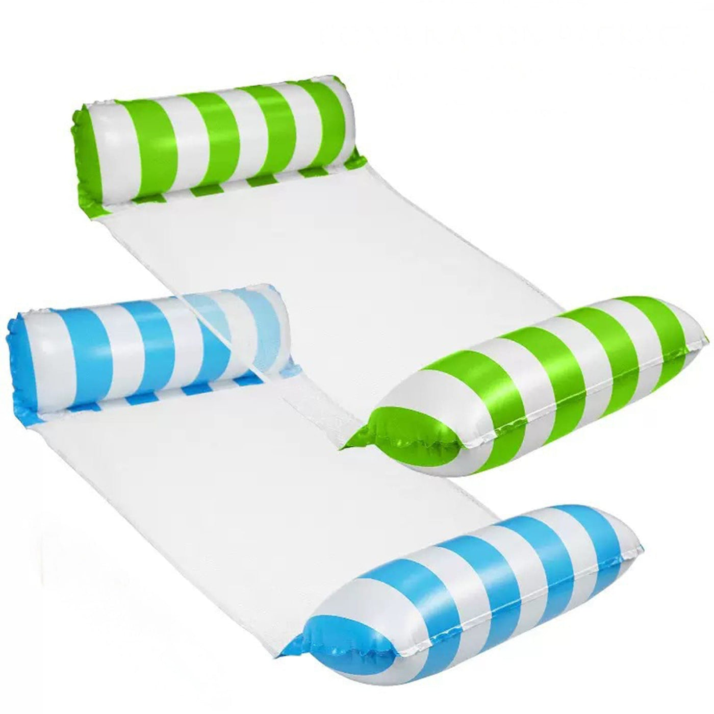 Set 2 Saltele Gonflabile 4-in-1 pentru Piscina - Hamac, Sezlong, Verde - Imagine 1