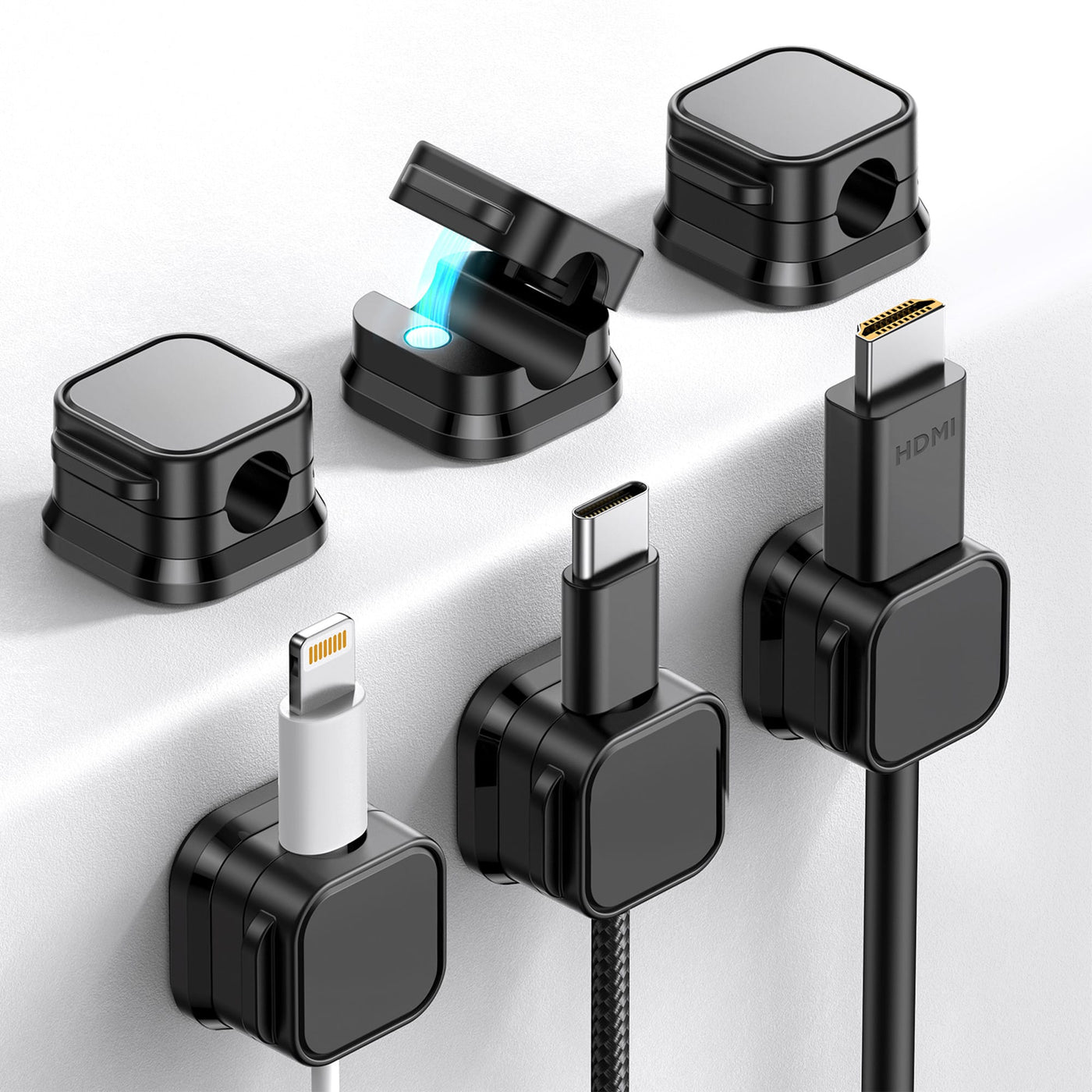 Set 6 clipuri magnetice Timebox, diametru 7, 5 mm, Negru - Imagine 1