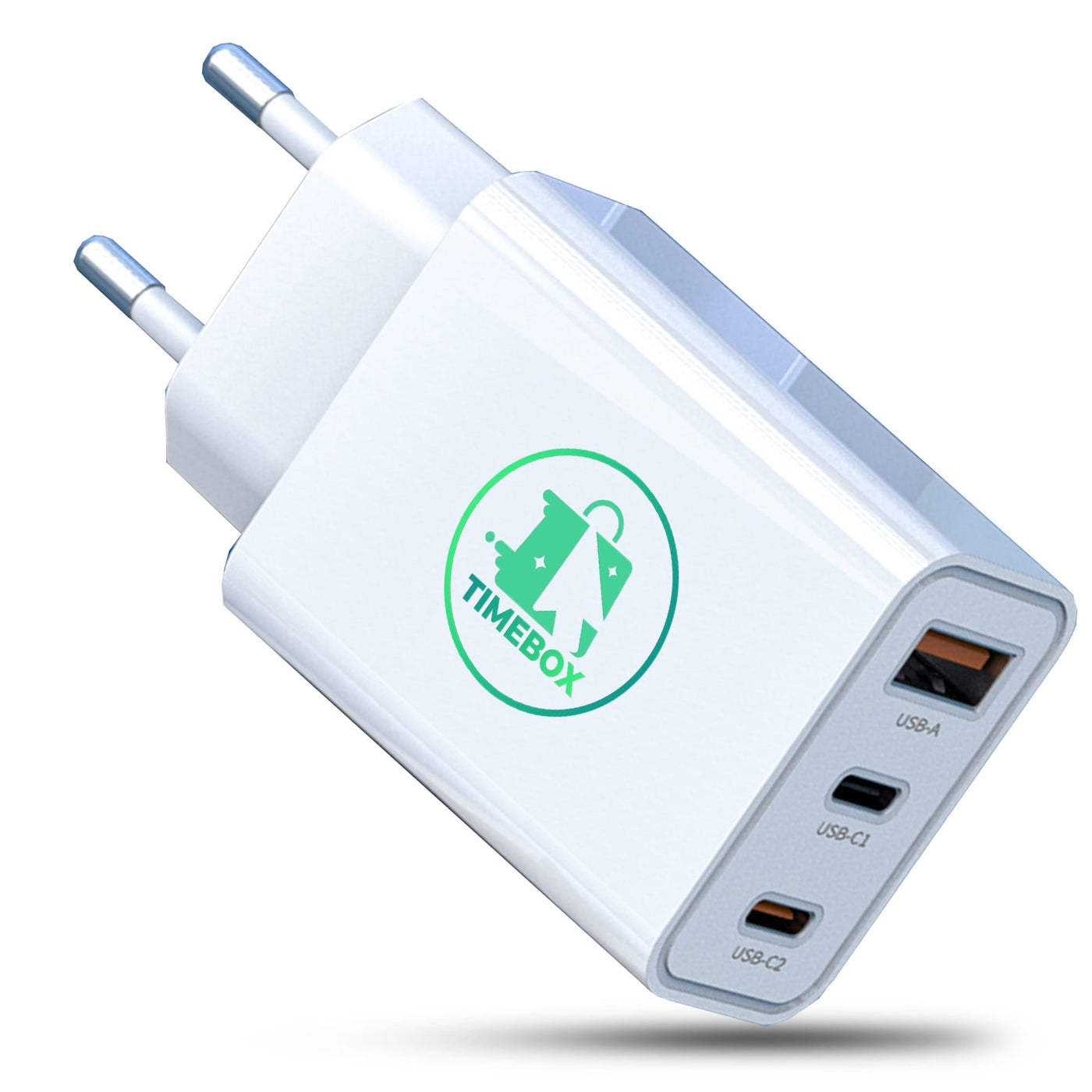 Incarcator Retea Timebox, 3 Porturi, 20W, 2 x Type-C, 1 x USB, Alb - Imagine 1
