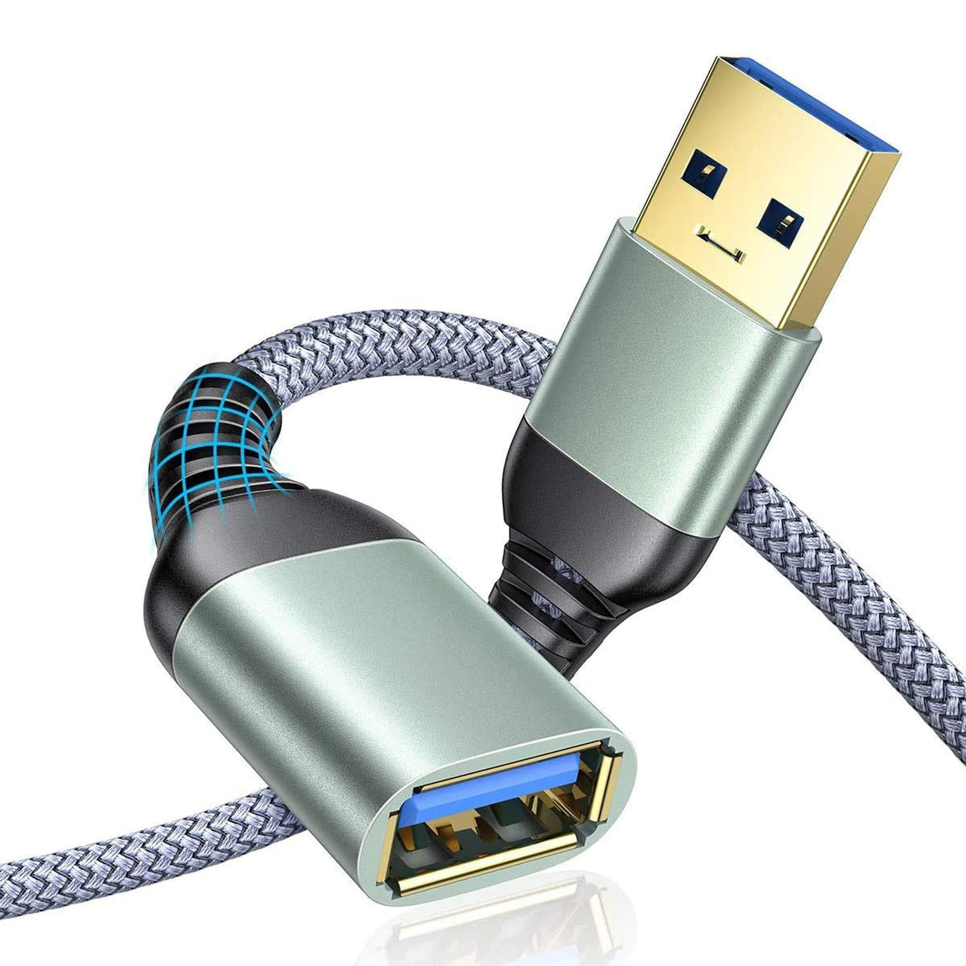 Cablu Extender Timebox, USB-mama la USB-tata 3, Placat cu aur, Gri - Imagine 1