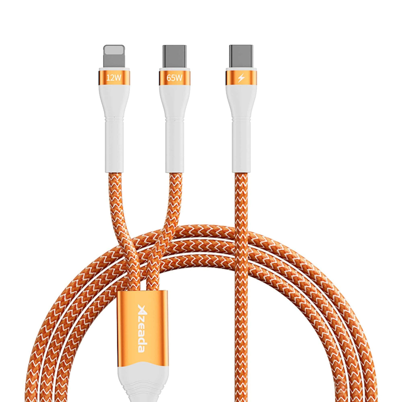 Cablu de Incarcare si Transfer de Date 2 in 1, 65W, 1,5m, USB-C, Portocaliu - Imagine 1