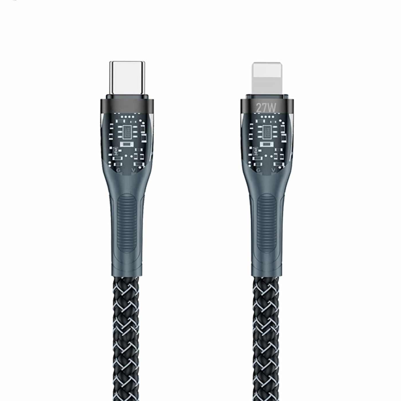 Cablu de Incarcare si Transfer de Date Timebox, USB-C la Lightning, 27W, 1,3m, Negru - Imagine 1