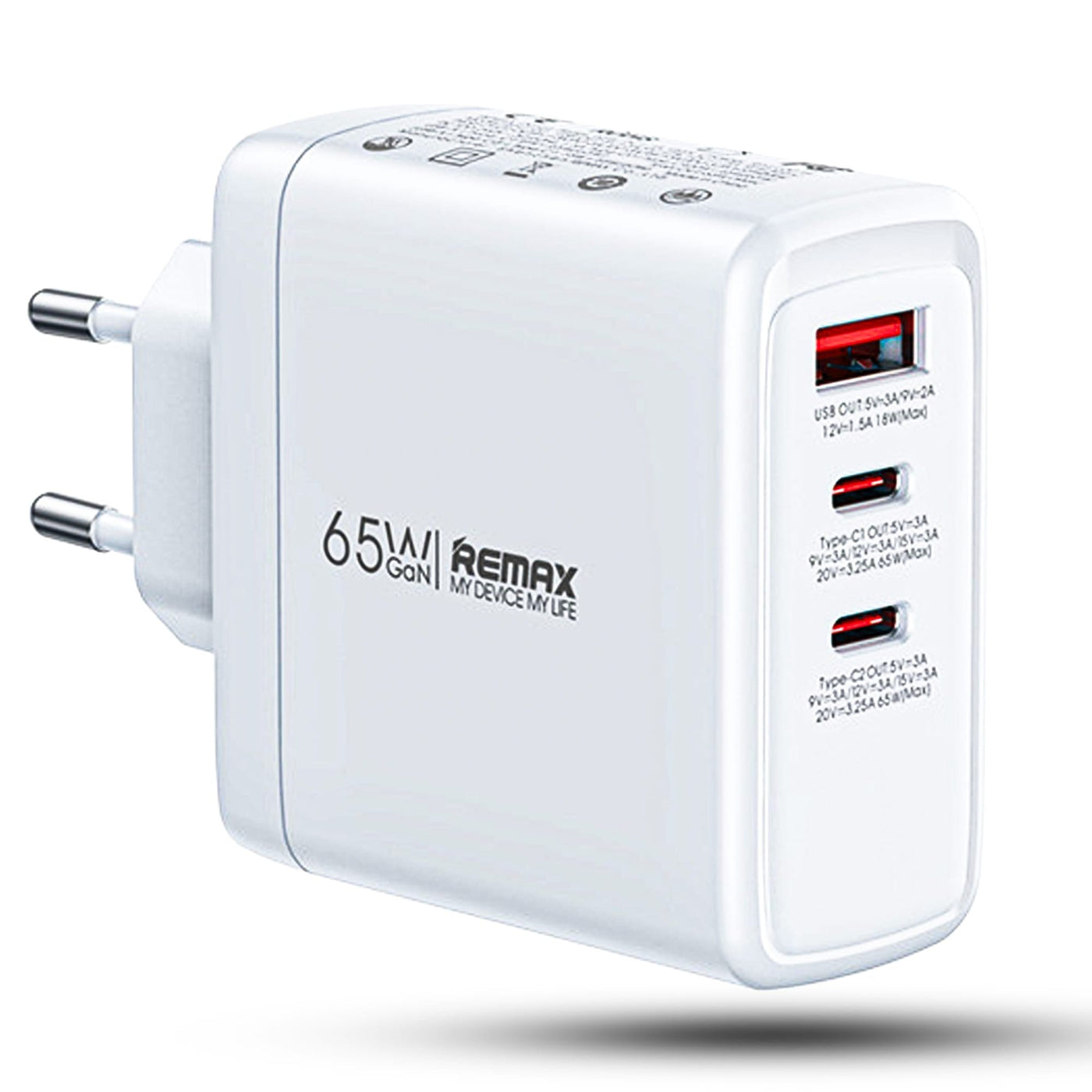 Incarcator Retea Timebox, 3 Porturi, 65W, 2 x Type-C, 1 x USB, Alb - Imagine 1