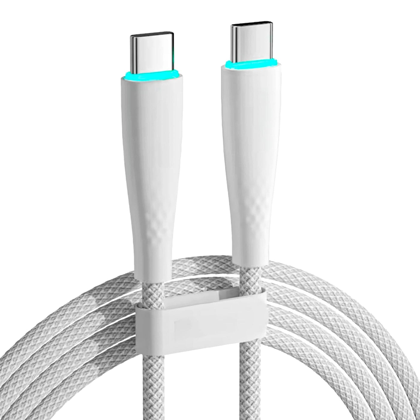 Cablu de Incarcare si Transfer de Date Timebox, USB-C la Type-C, 60W, 2m, Alb - Imagine 1