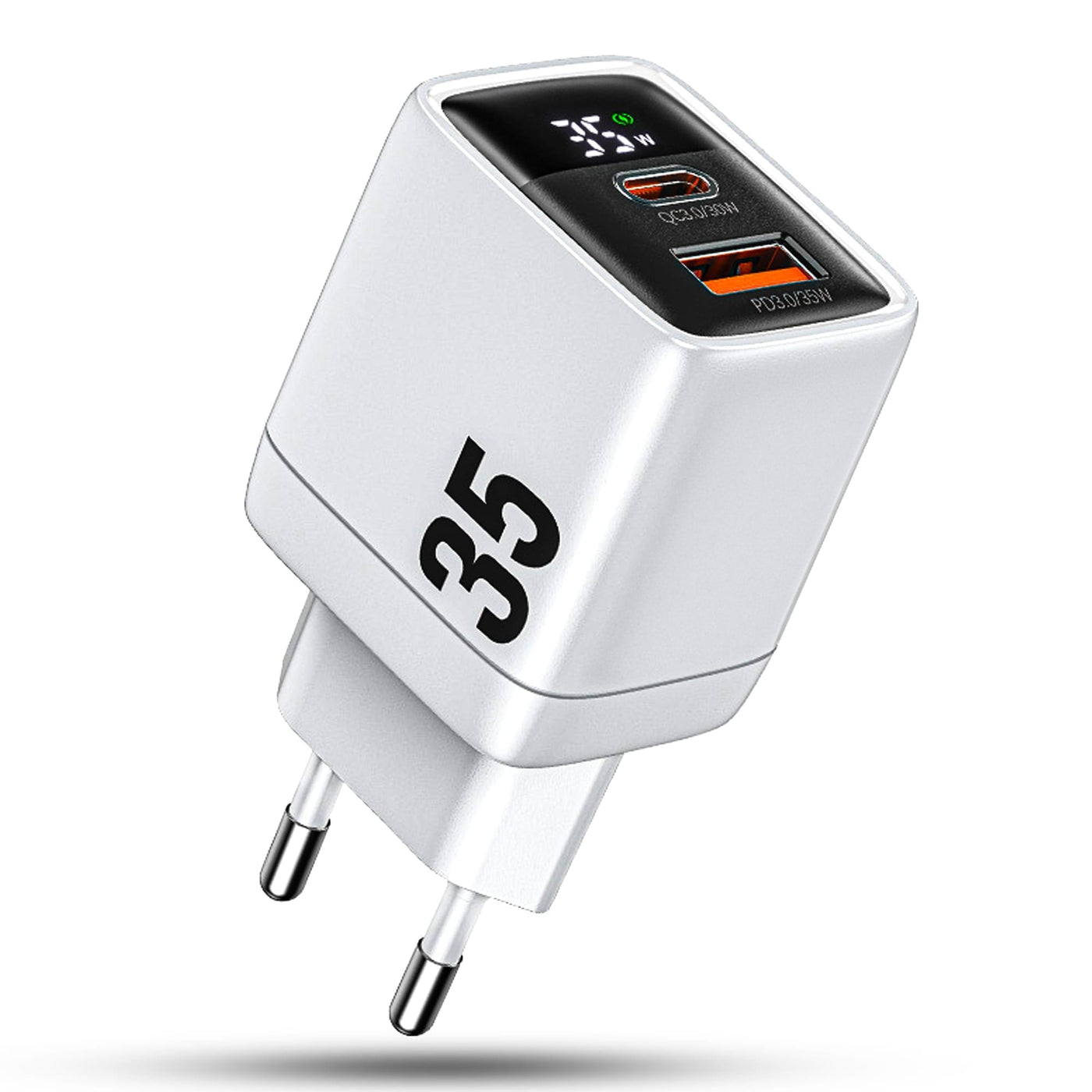 Incarcator Retea Timebox, 2 Porturi, 35W, 1 x Type-C, 1 x Q, C 3, Alb - Imagine 1