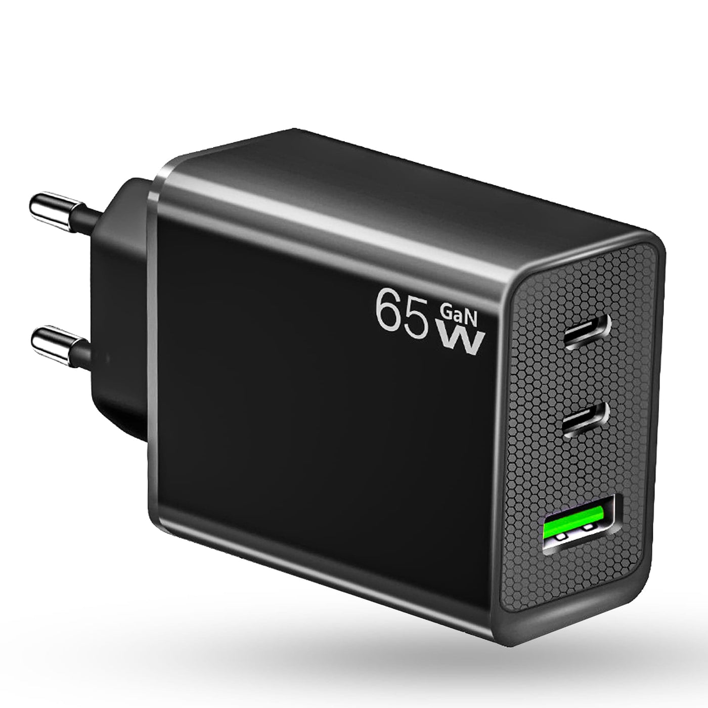 Incarcator Retea Timebox, 3 Porturi, 65W, 2 x Type-C, 1 x USB, Negru - Imagine 1
