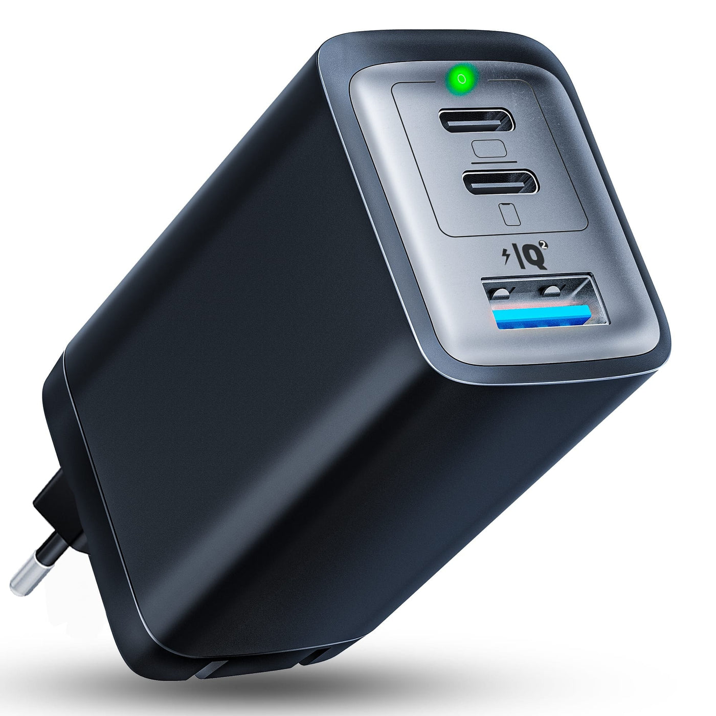 Incarcator Retea Timebox, 3 Porturi, 65W, 2 x Type-C, 1 x USB, LED, Negru - Imagine 1