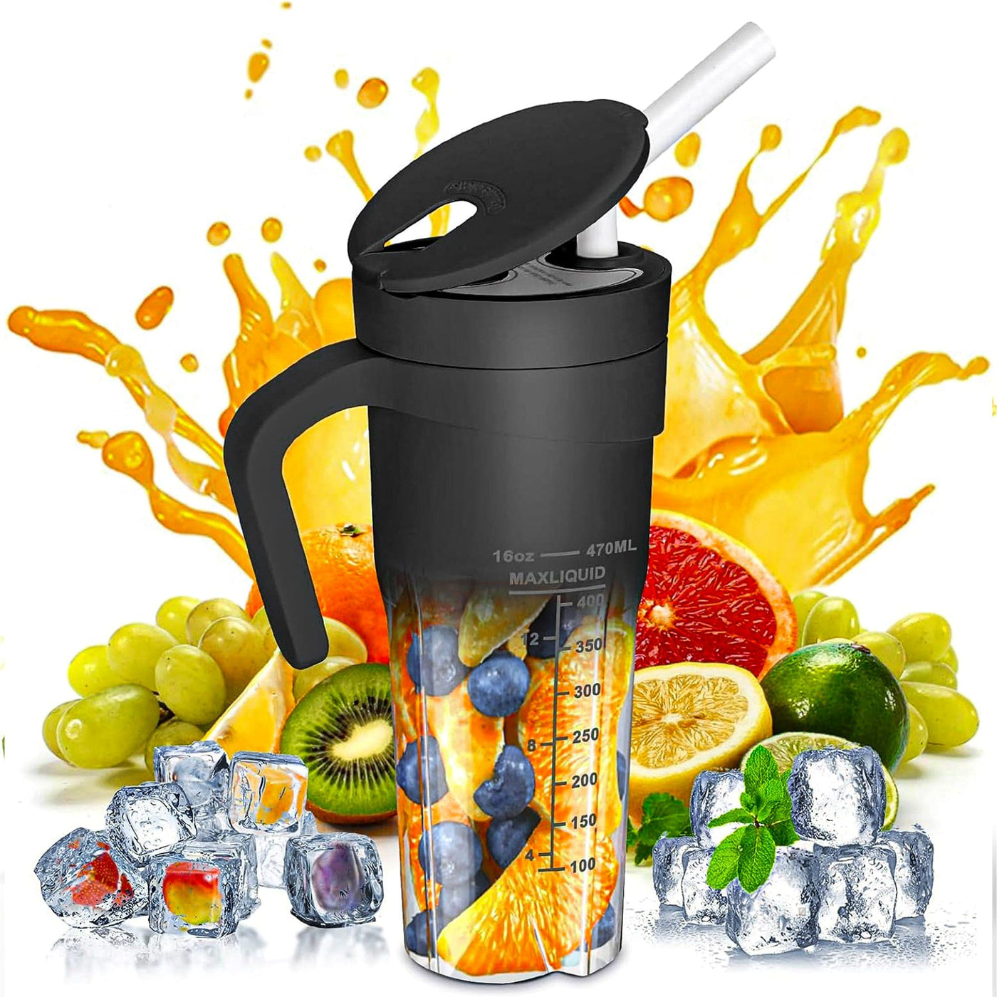 Mini blender electric Timebox, compact, multifunctional, Negru - Imagine 1