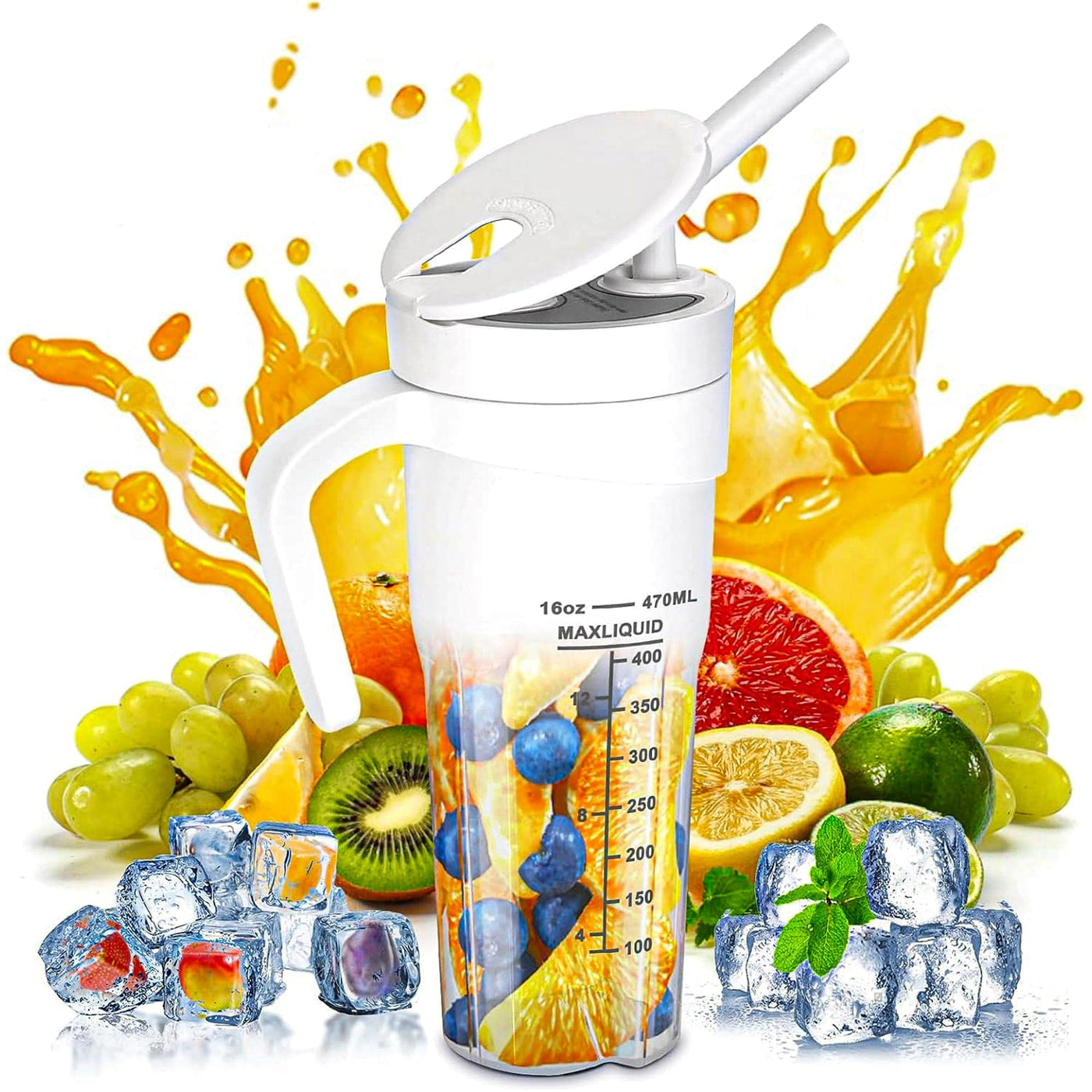 Mini blender electric Timebox, compact, multifunctional, storcator Smoothie, Alb - Imagine 1