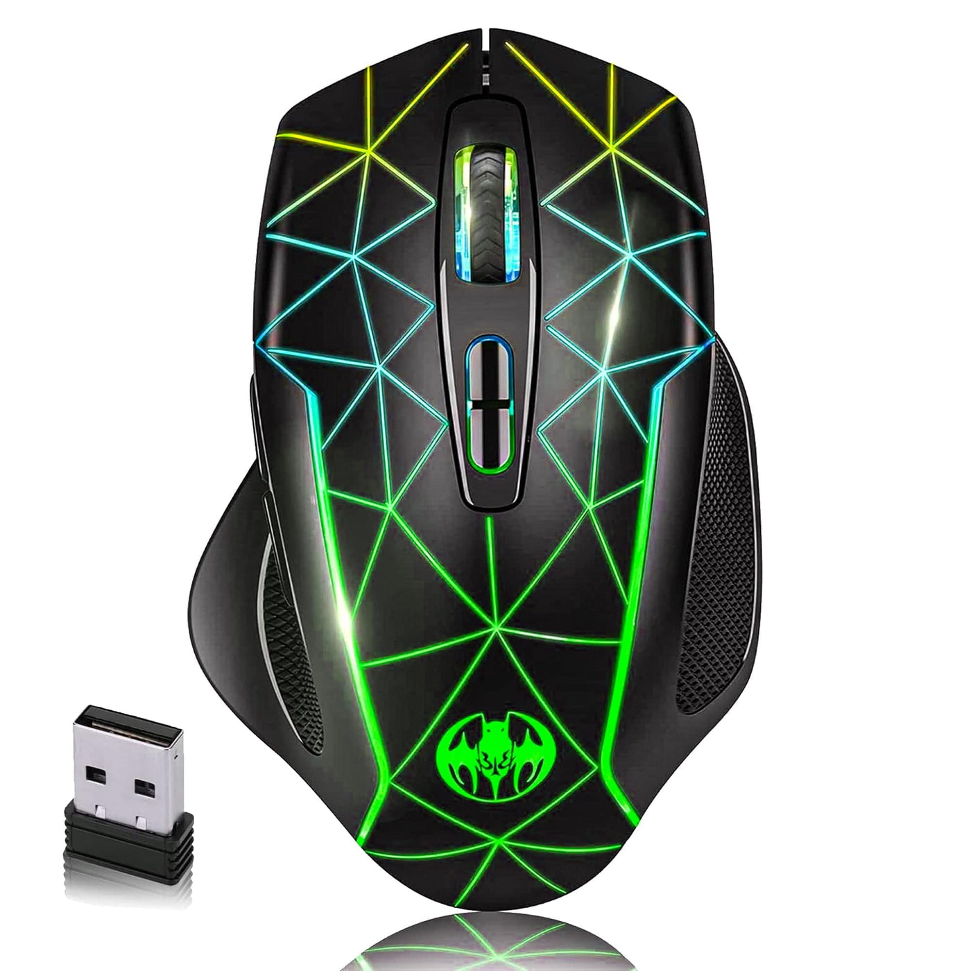 Mouse gaming Wireless cu Jiggler Timebox, 1600DPI, USB Reciver, RGB Led, Negru - Imagine 1