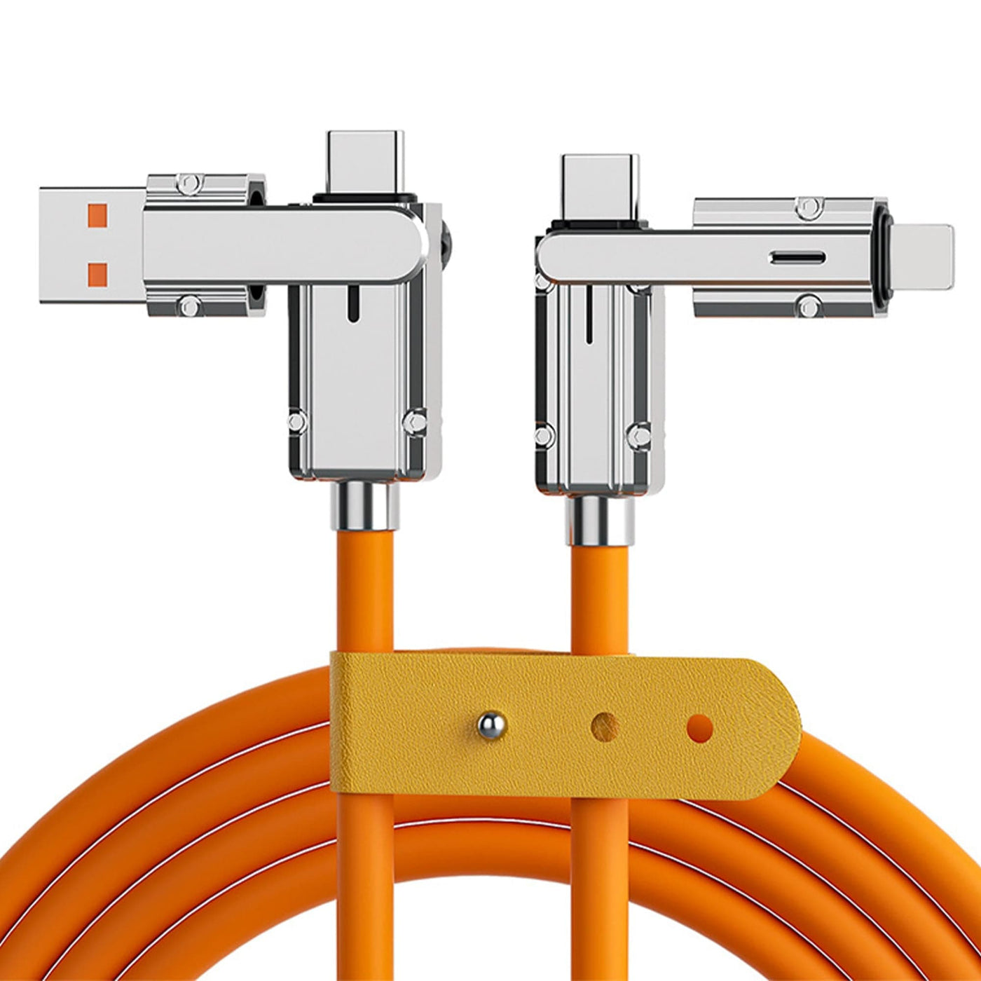 Cablu Date si Incarcare Rapida Timebox, 4 in 1, 120W, 1,2m, QC 3, Portocaliu - Imagine 1