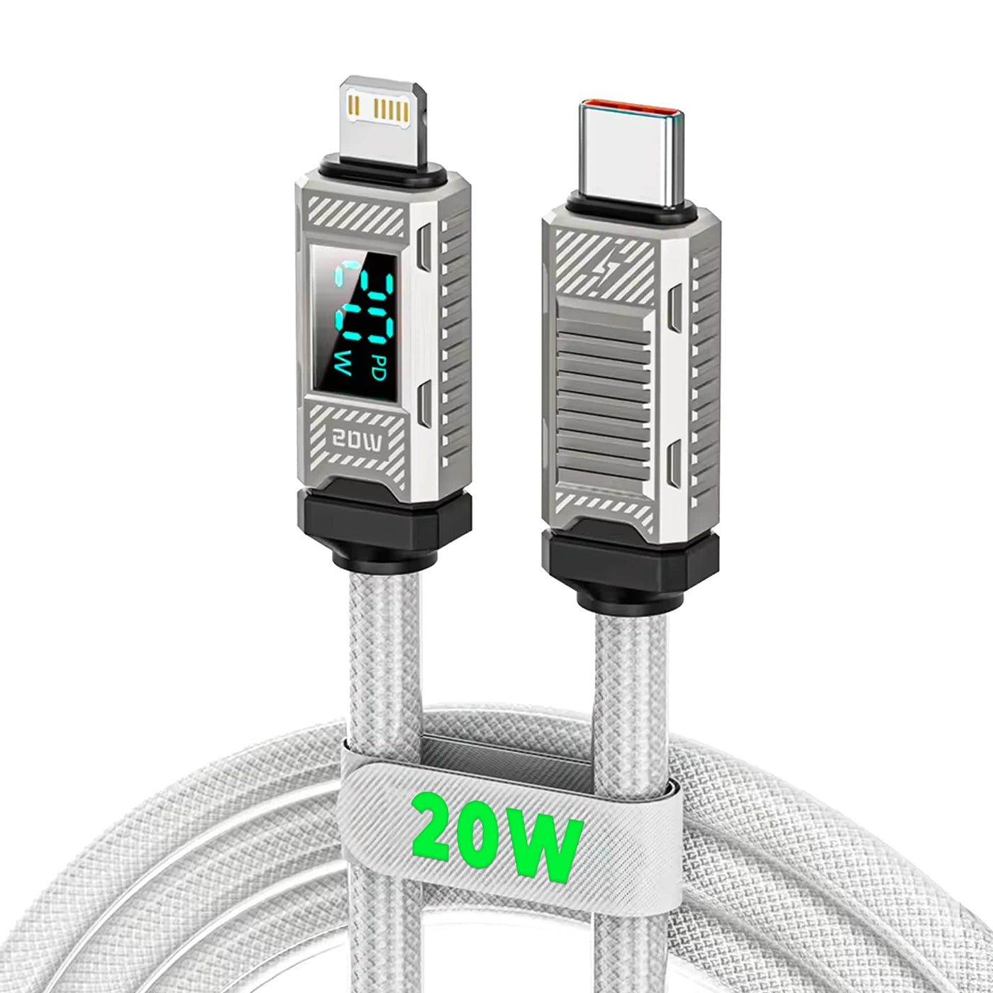Cablu de Incarcare si Transfer de Date Timebox, USB-C la Lightning, 2m, Alb - Imagine 1