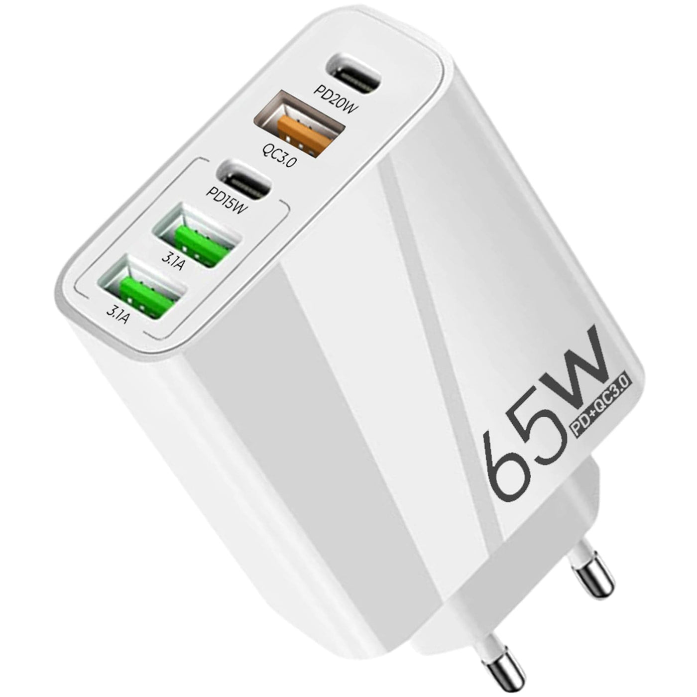 Incarcator Retea, 5 Porturi, 65W, 3 x USB, 2 x Type-C, Alb - Imagine 1